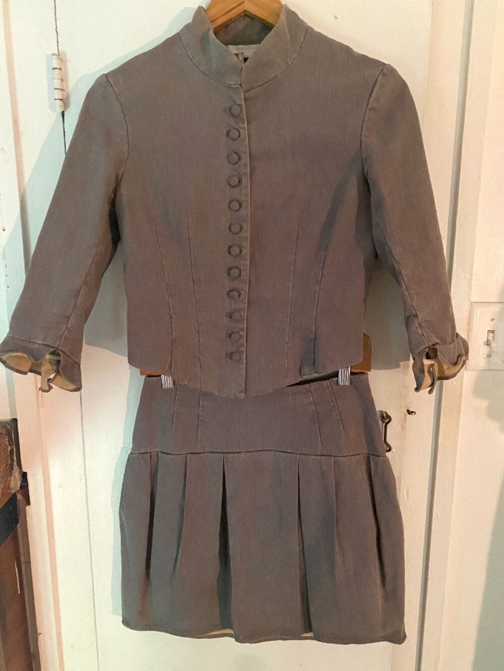 Jill Stuart Victorian Style Denim Jacket and Skirt Set